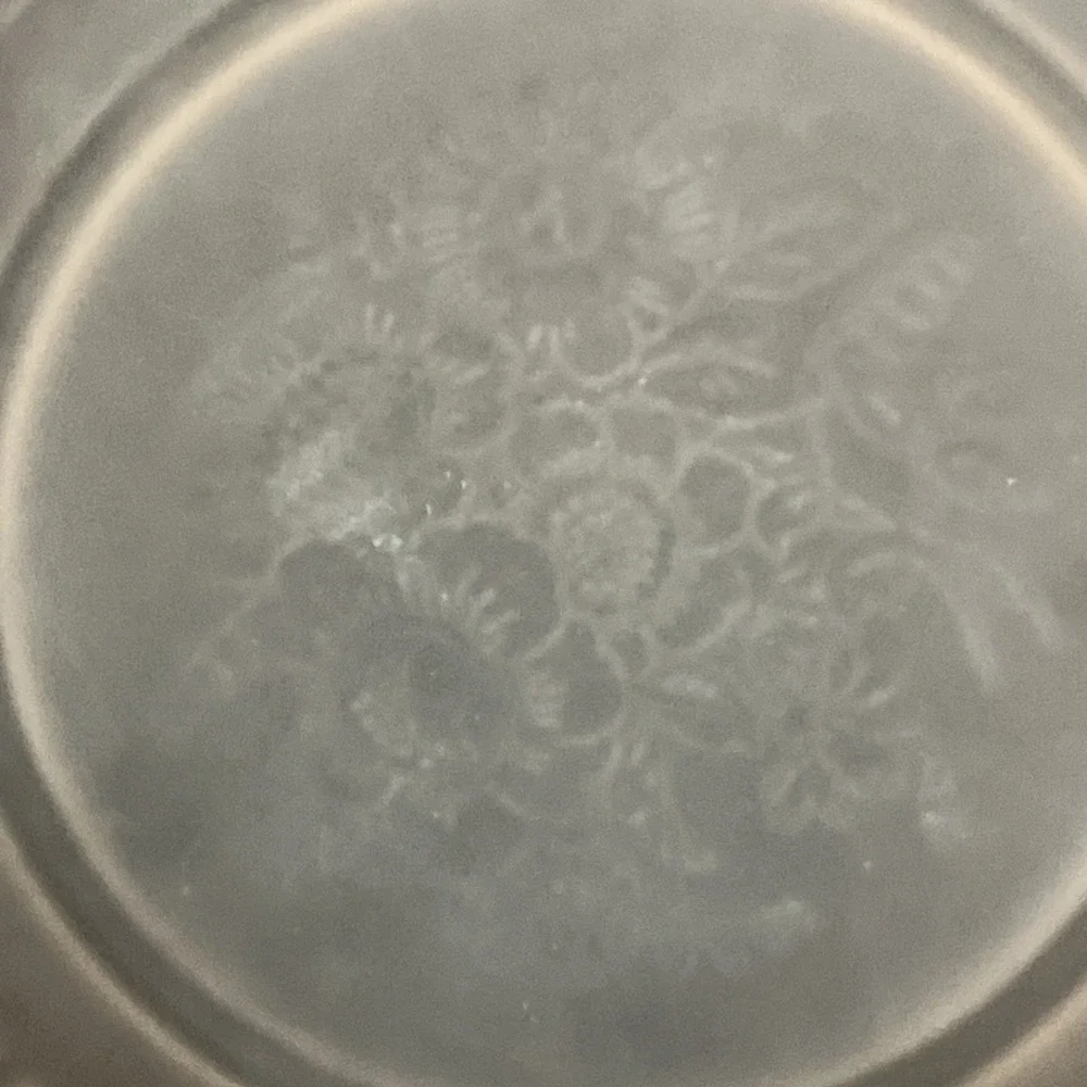 VTG Pink Satin Open Rose Depression Frosted Glass EAPG Reverse Painted Bowl 10
